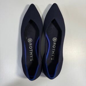 Rothy’s The Pointed Toe Flats Navy Blue Knit Washable Minimalist Chic Size 7